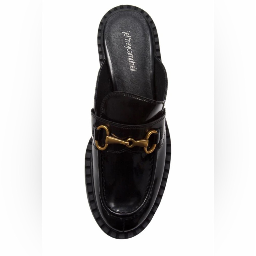 Jeffrey Campbell Black Loafers with Gold Detail